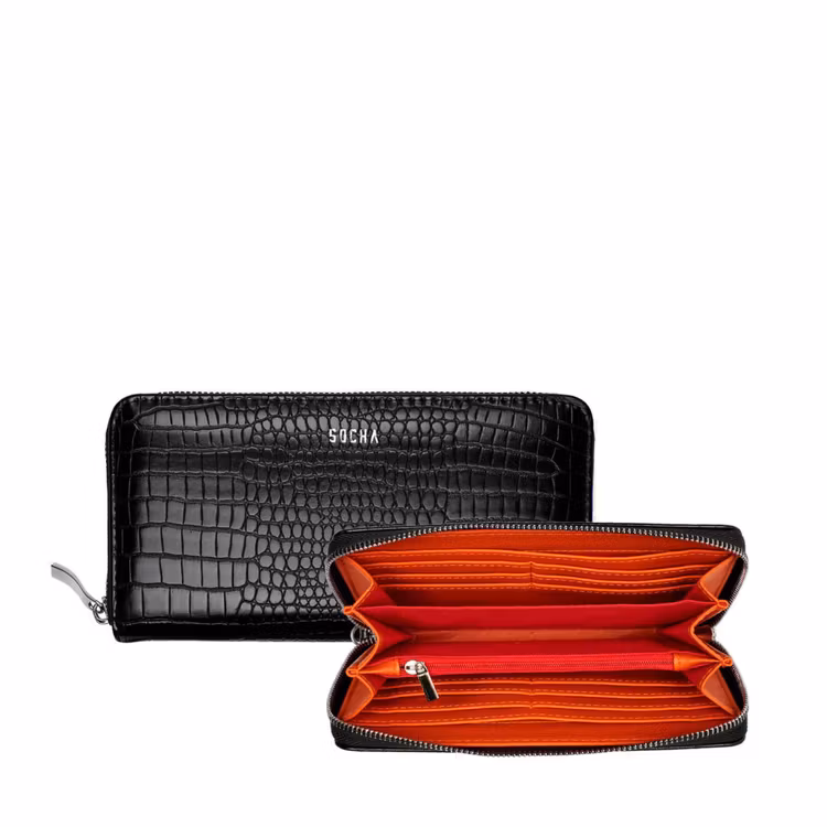 Plånbok med plats för mobiltelefon svart Socha Design