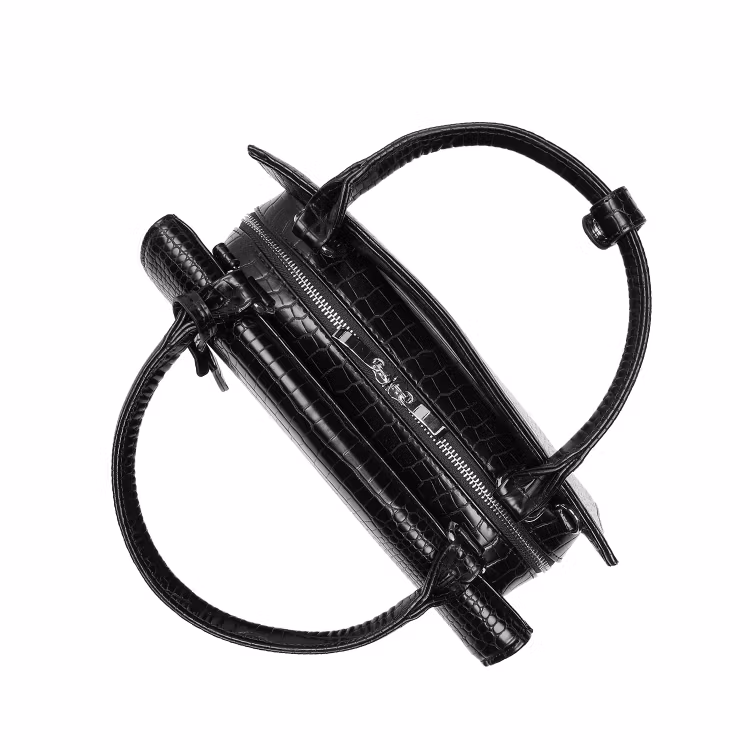 Väska Dam med axelrem Svart Croco, Tiny Tip Croco Black 10 tum, Socha Design, uppifrån