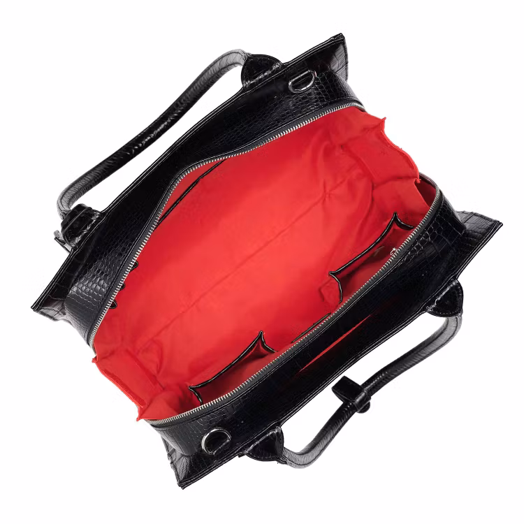 Axelremsväska Dam Svart, Midi Croco Black 14 tum datorfodral, Socha Design, insida