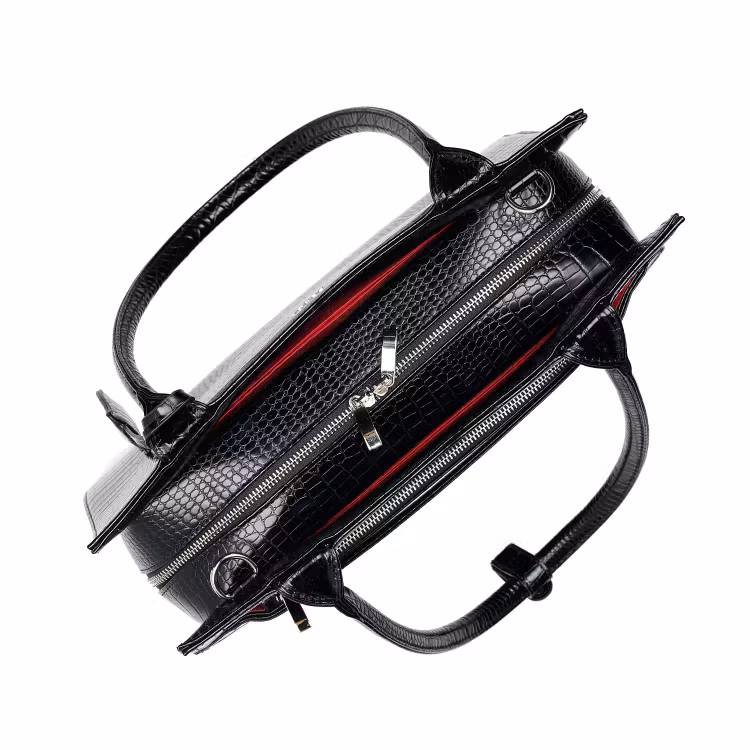 Axelremsväska Dam Svart, Midi Croco Black 14 tum, Socha Design, ovansida