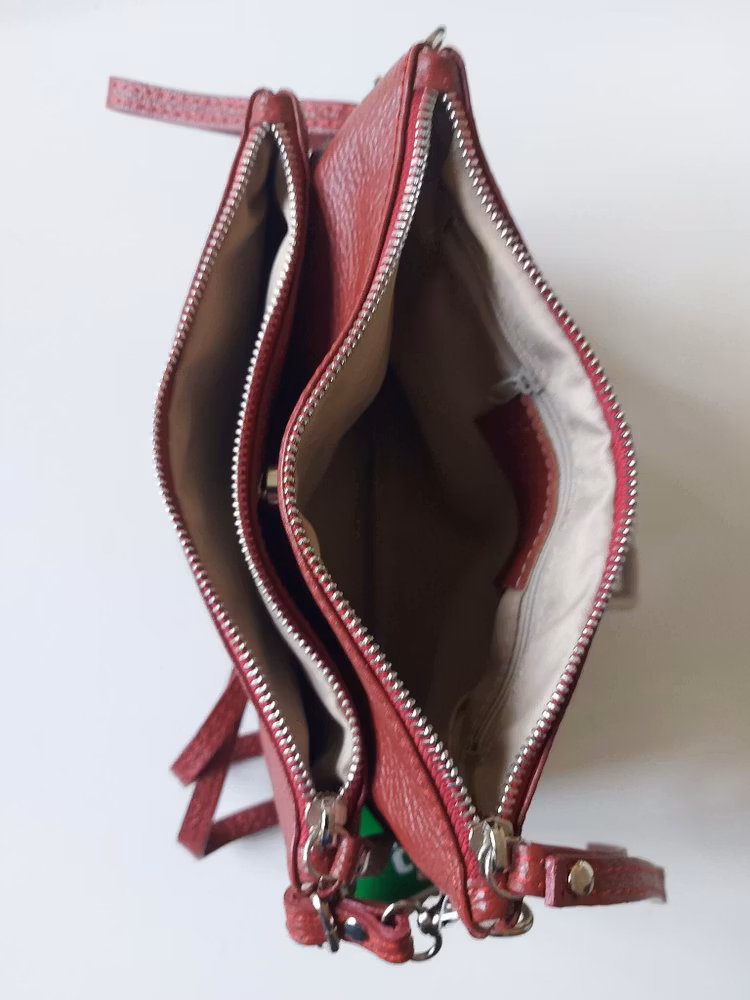 Axelväska / handledsväska skinn röd SAC