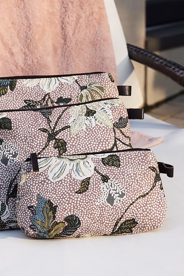 Necessär 3 st | Flower Linen | Pink | Ceannis