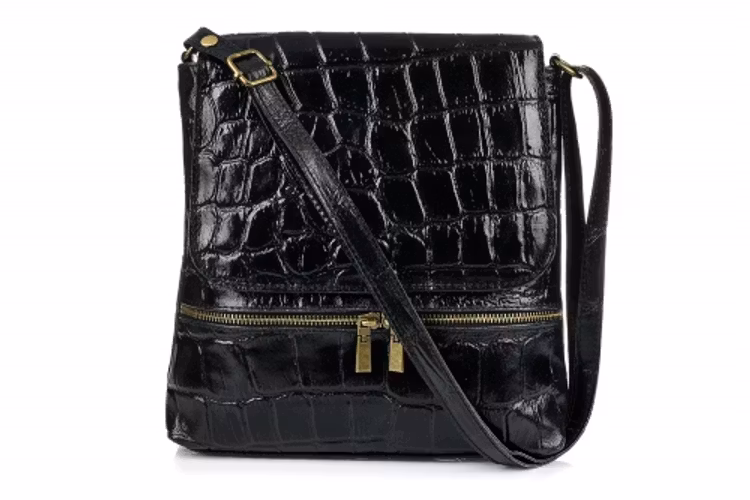 4 Axelremsväska Made in Italy äkta skinn croco Mörkblå nr 69