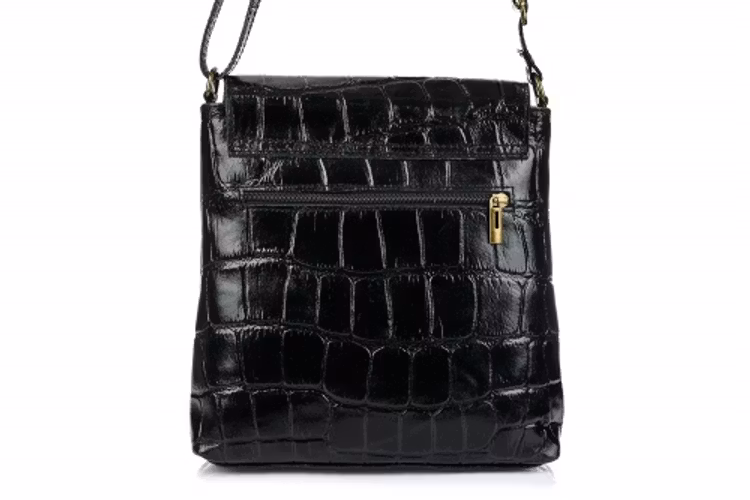 5 Axelremsväska äkta skinn croco Mörkblå nr 69 baksida