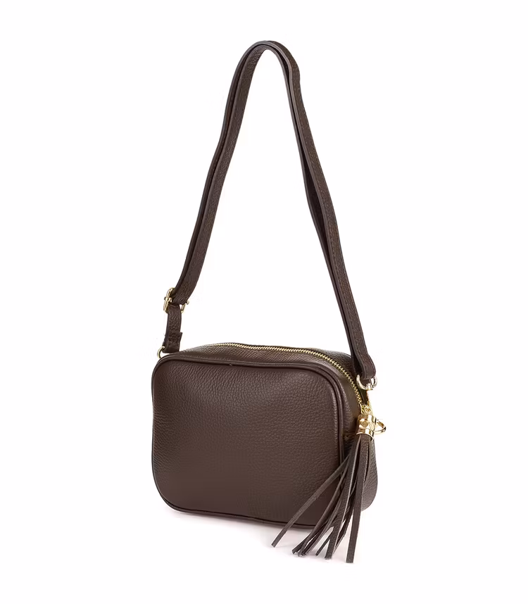 Axelremsväska Dam skinn brun med tofs nr 14