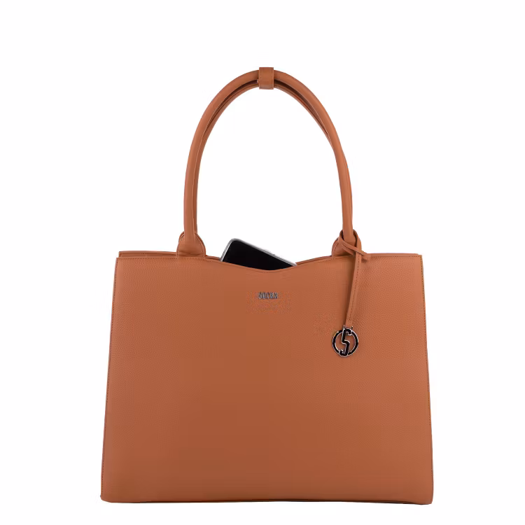 Datorväska Dam med axelrem, Midi Cognac 14", Socha Design baksida