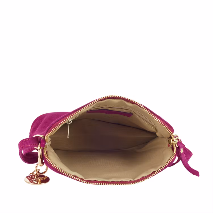 Ulrika Design Väska Axelväska halvmåne mocka mörk rosa 7009-33 insida