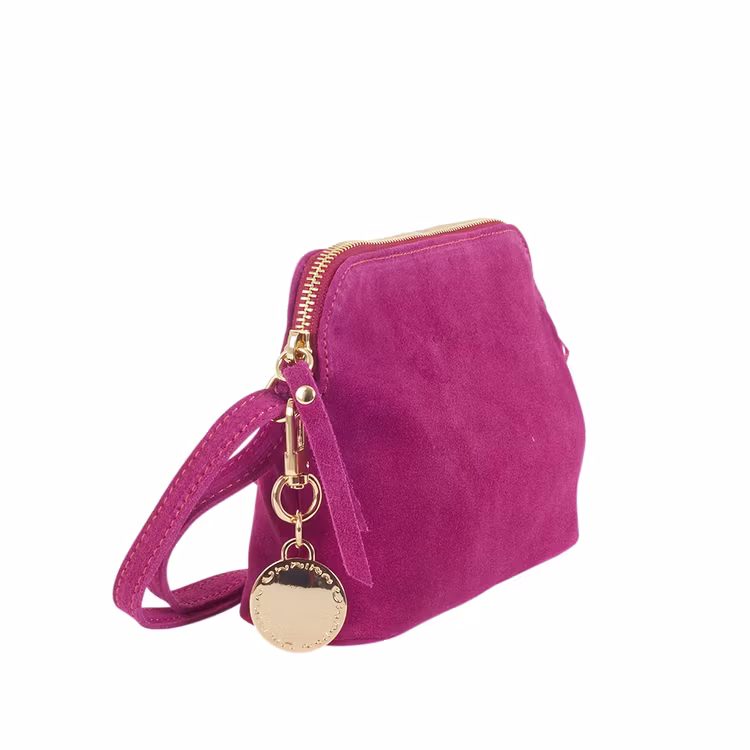 Ulrika Design Väska Axelväska halvmåne mocka mörk rosa 7009-33 sida