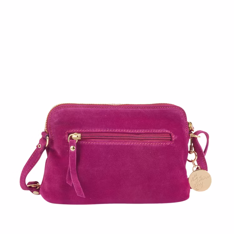 Ulrika Design Väska Axelväska halvmåne mocka mörk rosa 7009-33 baksida