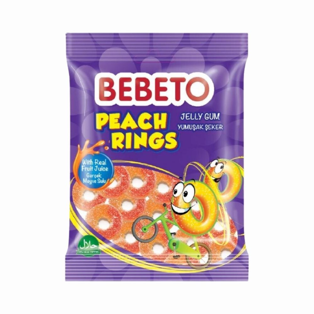 Bebeto Peach Rings 80g påse