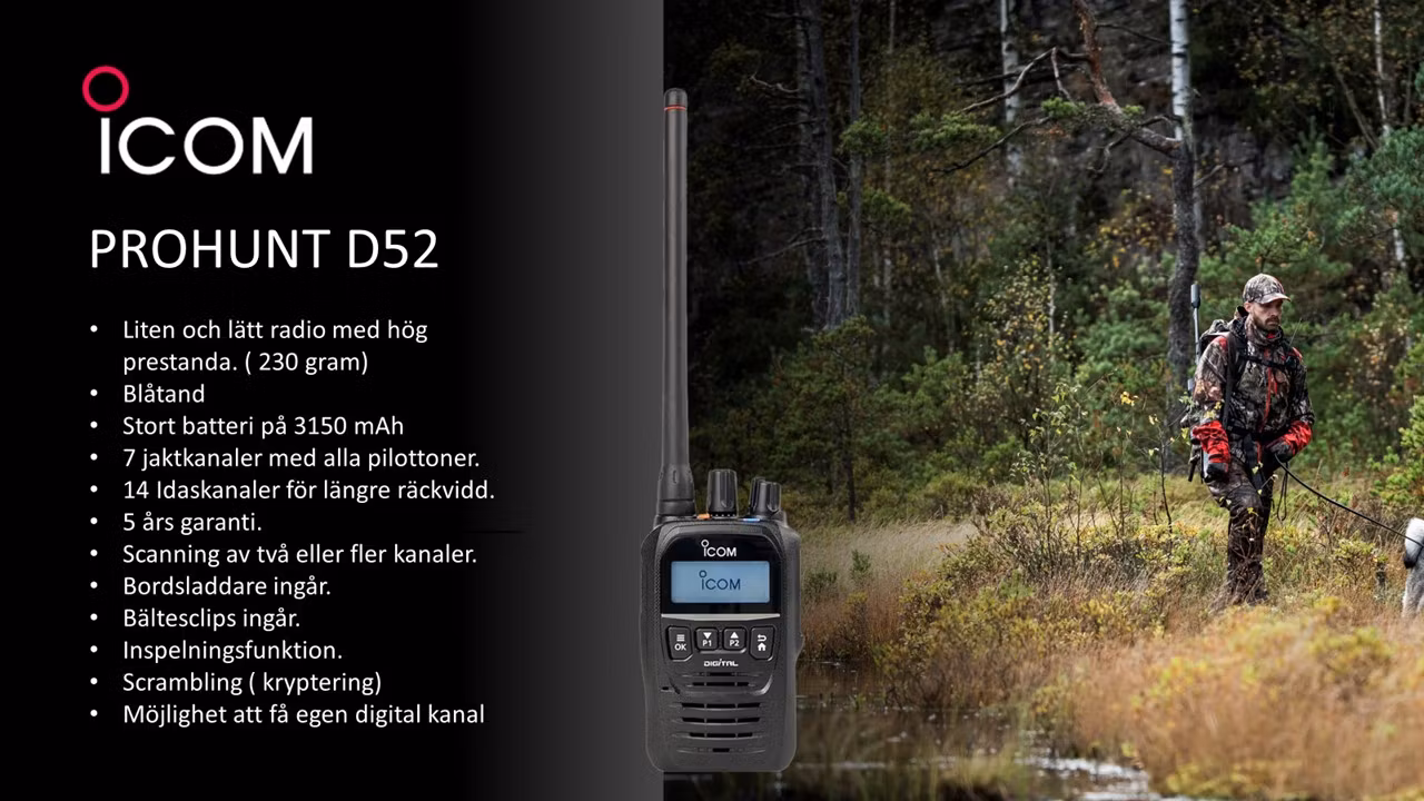 Jaktradio - ICOM ProHunt D52 Digital/Analog jaktradio med Bluetooth