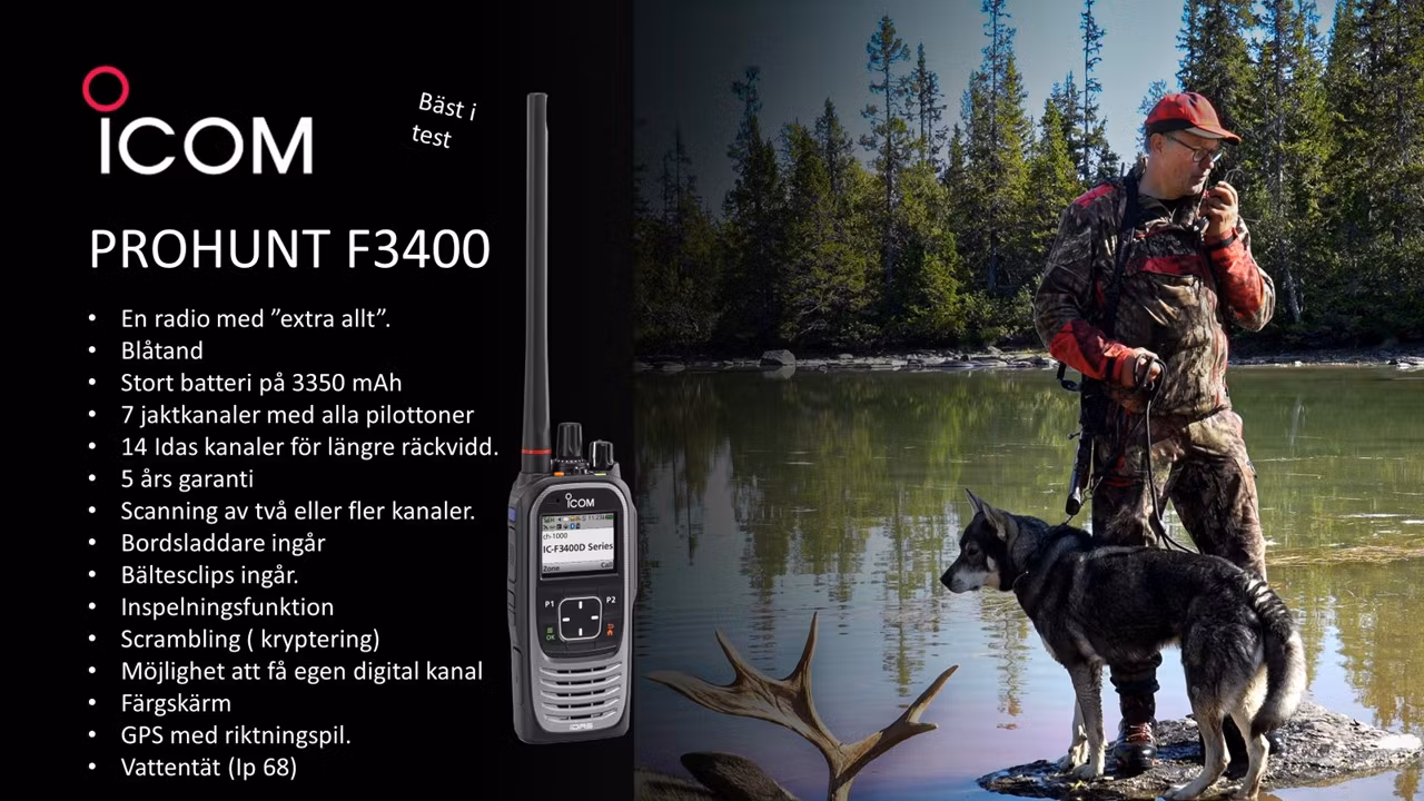 Jaktradio - Prohunt F3400DS Digital jaktradio, Svart, GPS, Blåtand inkl batteri & laddare