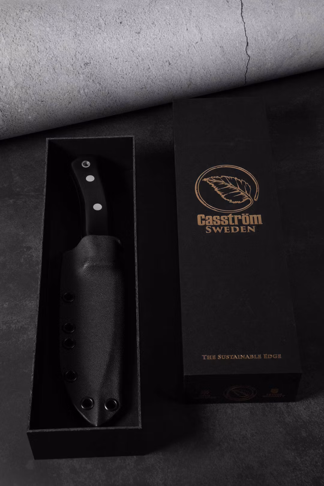 Casström No.10 Swedish Forest Knife, Svart micarta, Rostfritt, Kydex