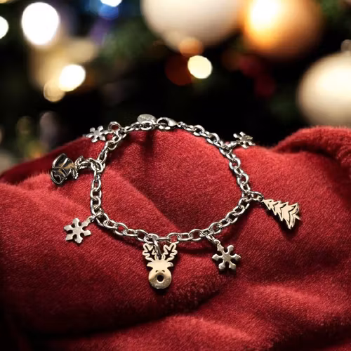 Armband med Rudolf, Julgran, Julklockor