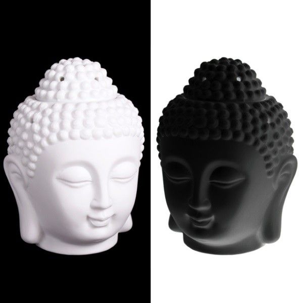 Aromalampa  Buddhahuvud. Finns i svart och vitt