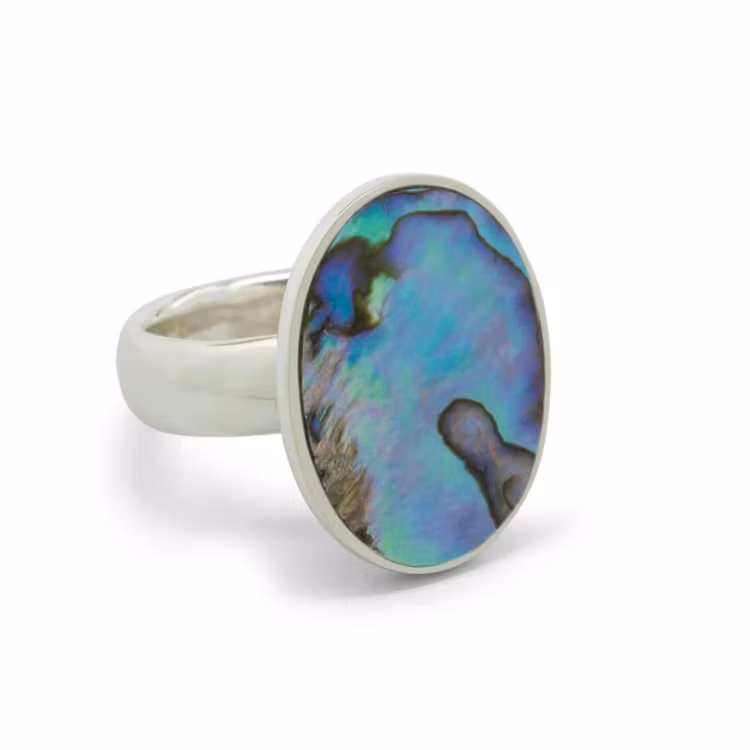 Ring med Paua-snäckskal, Silver
