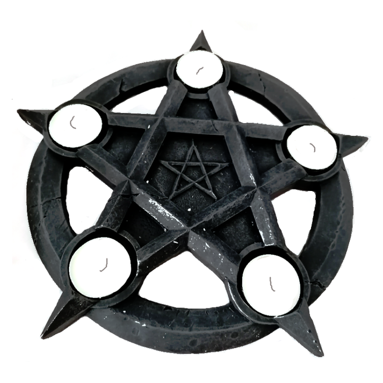 Ljushållare Pentagram, med plats för 5 värmeljus. 27 cm