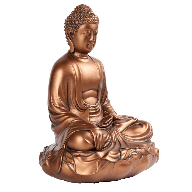 Bronsfärgad Buddhastaty Earth Touching