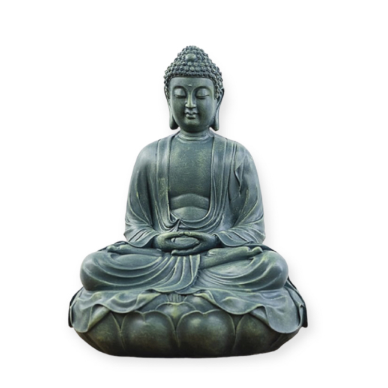 Staty Mediterande Buddha på Lotus. Jadegrön 29 cm hög