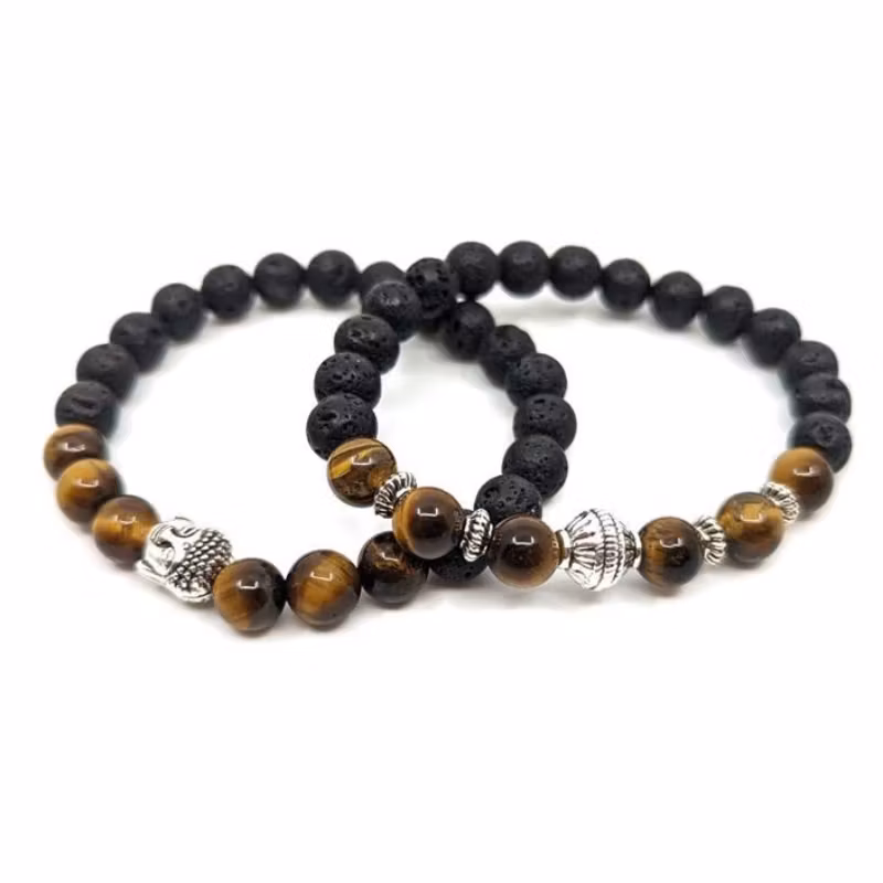 Armband - Tigeröga och lavasten