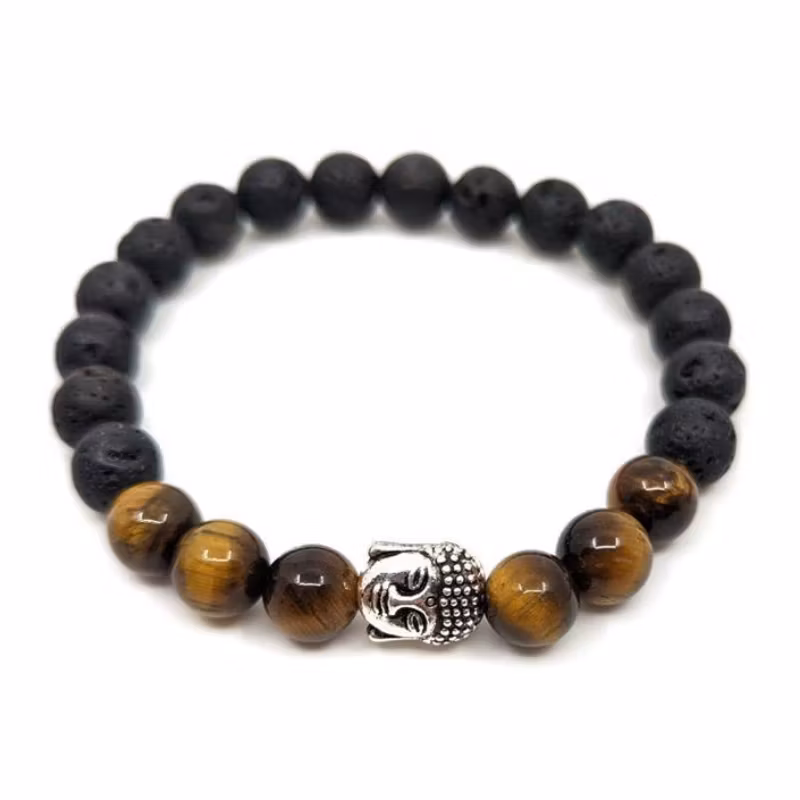 Armband - Tigeröga och lavasten