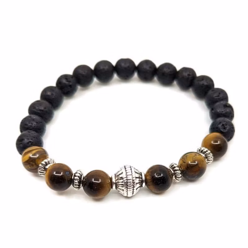 Armband - Tigeröga och lavasten
