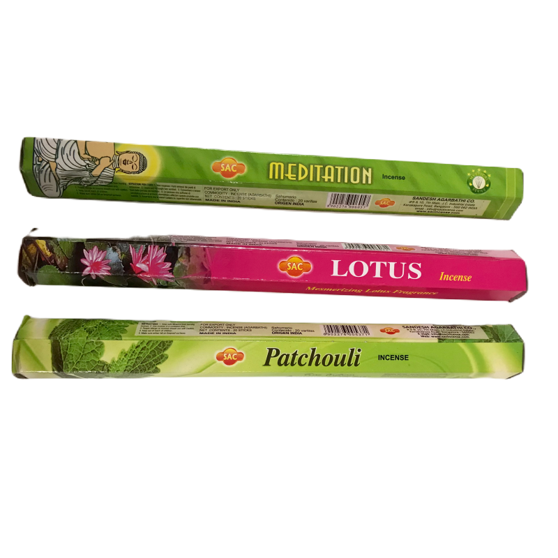 SAC rökelsepinnar patchouli, lotus och meditation