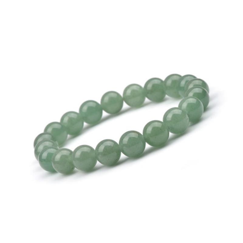 Elastiskt armband med runda pärlor av Grön Aventurin