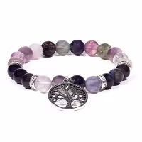 Armband - Flourit, Ametist med Tree of Life-hänge