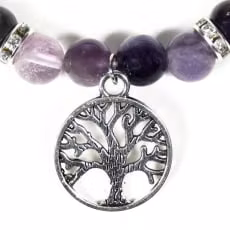 Armband - Flourit, Ametist med Tree of Life-hänge