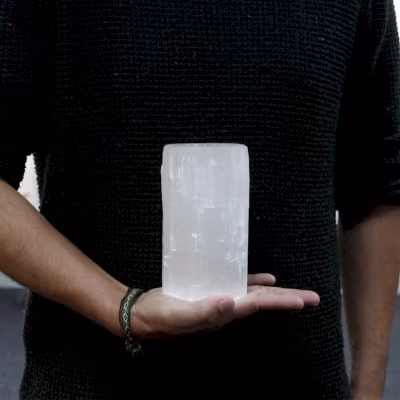 Ljuslykta - Selenit Cylinder 15 cm