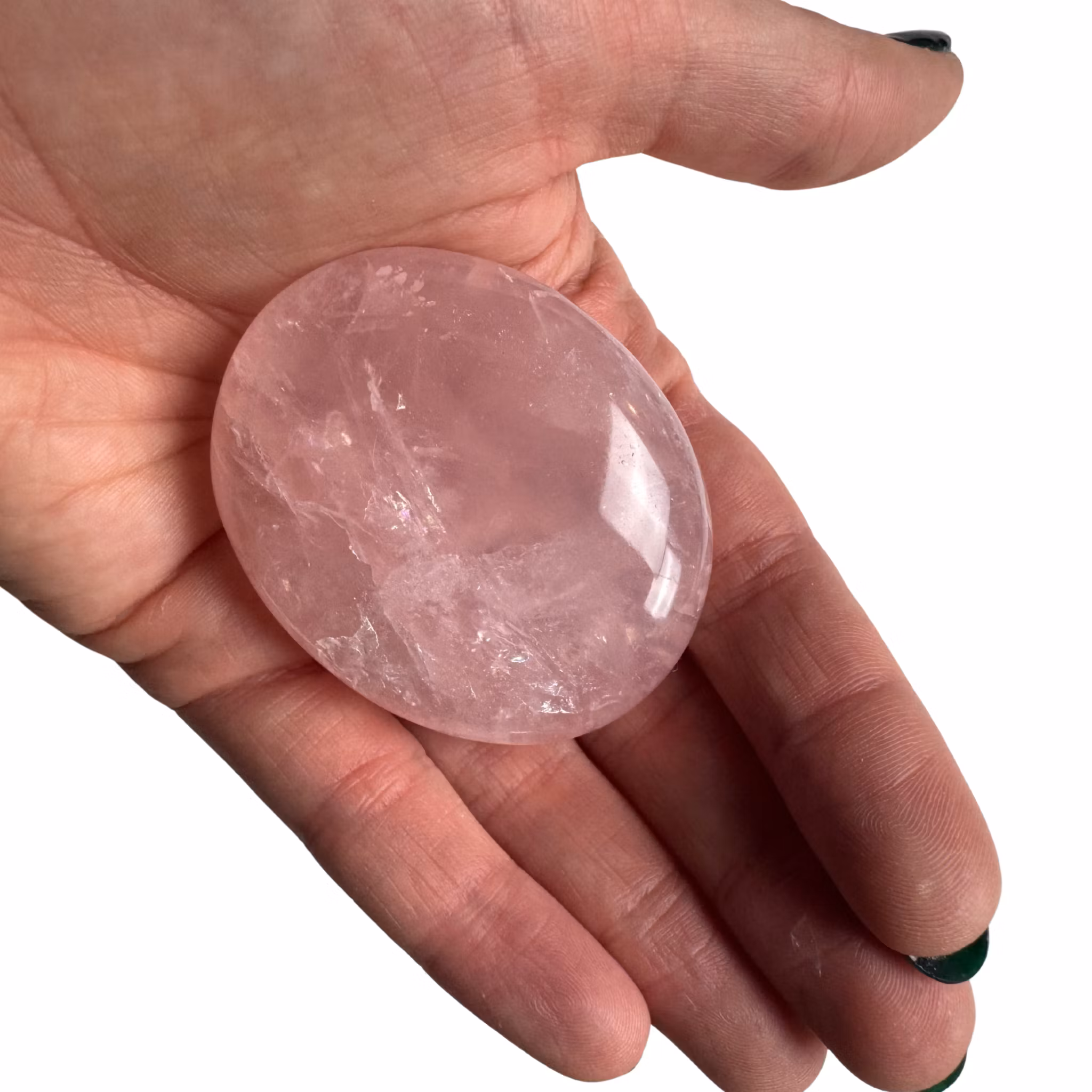 Rosenkvarts palm stone (handsten)