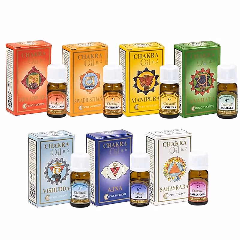 Set med 7 eteriska Chakraoljor