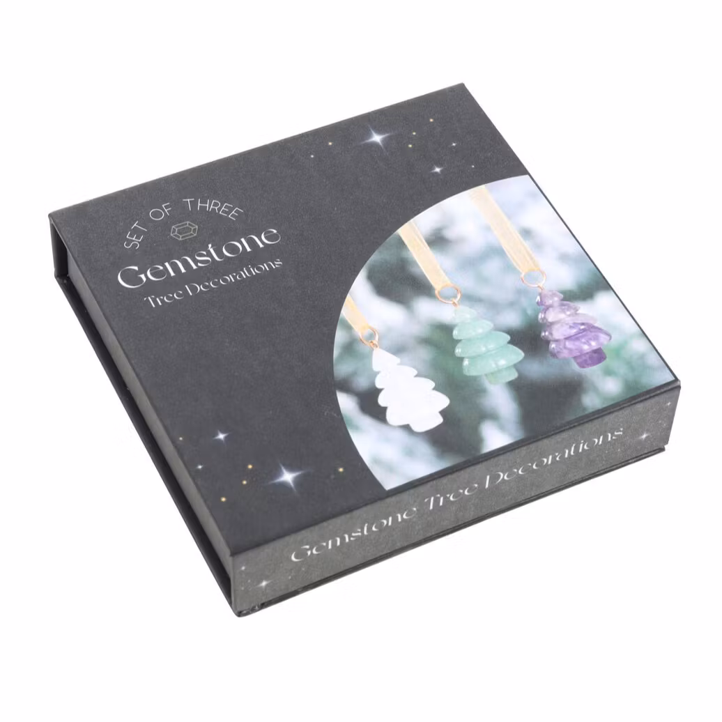 Set med julgransdekorationer i kristall