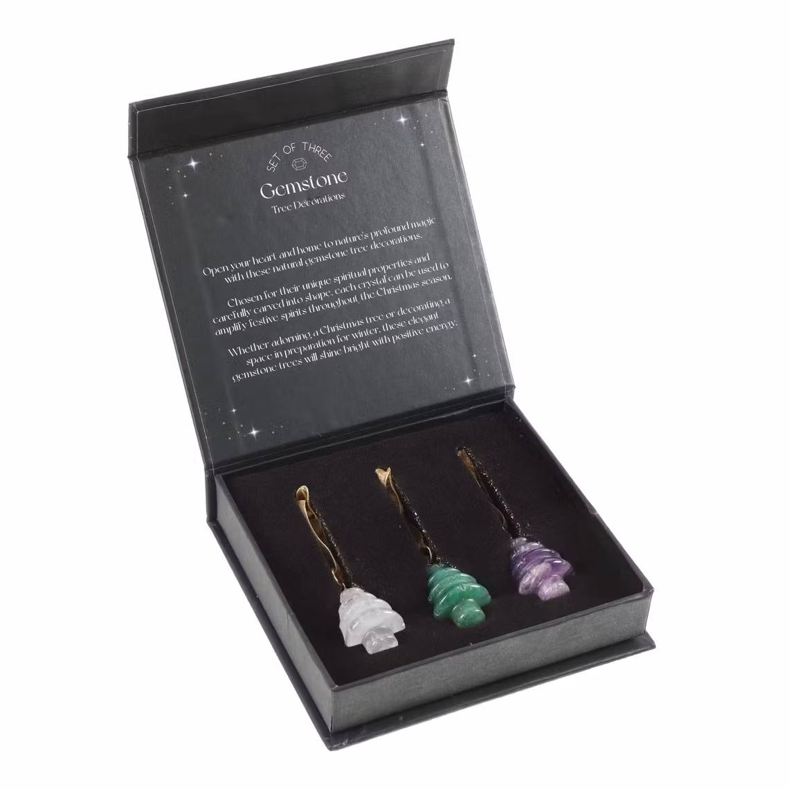 Set med julgransdekorationer i kristall