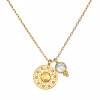 Halsband Blue Topaz Sun Pendant Necklace - Satya