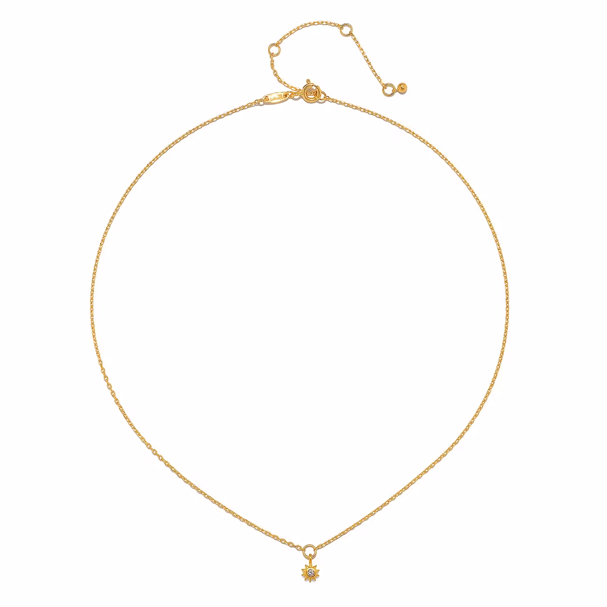 Guldfärgat halsband: Inner light white topaz mini sun pendant necklace