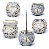 Aromalampa i Täljsten med blommönster (multifunktion)