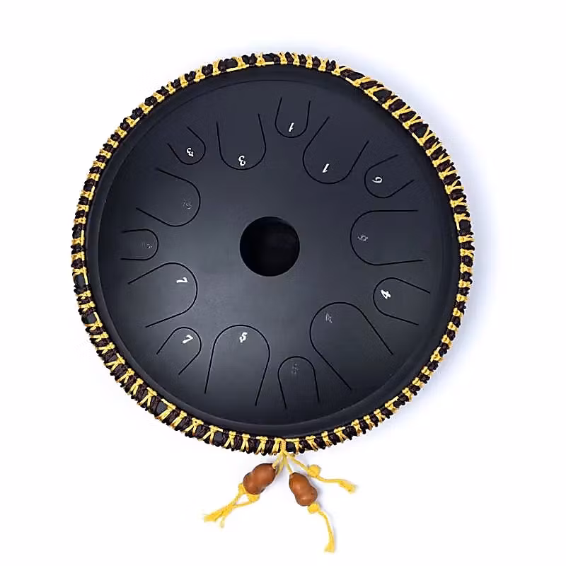 tongue drum i svart, 14 toner, stämd i C-dur