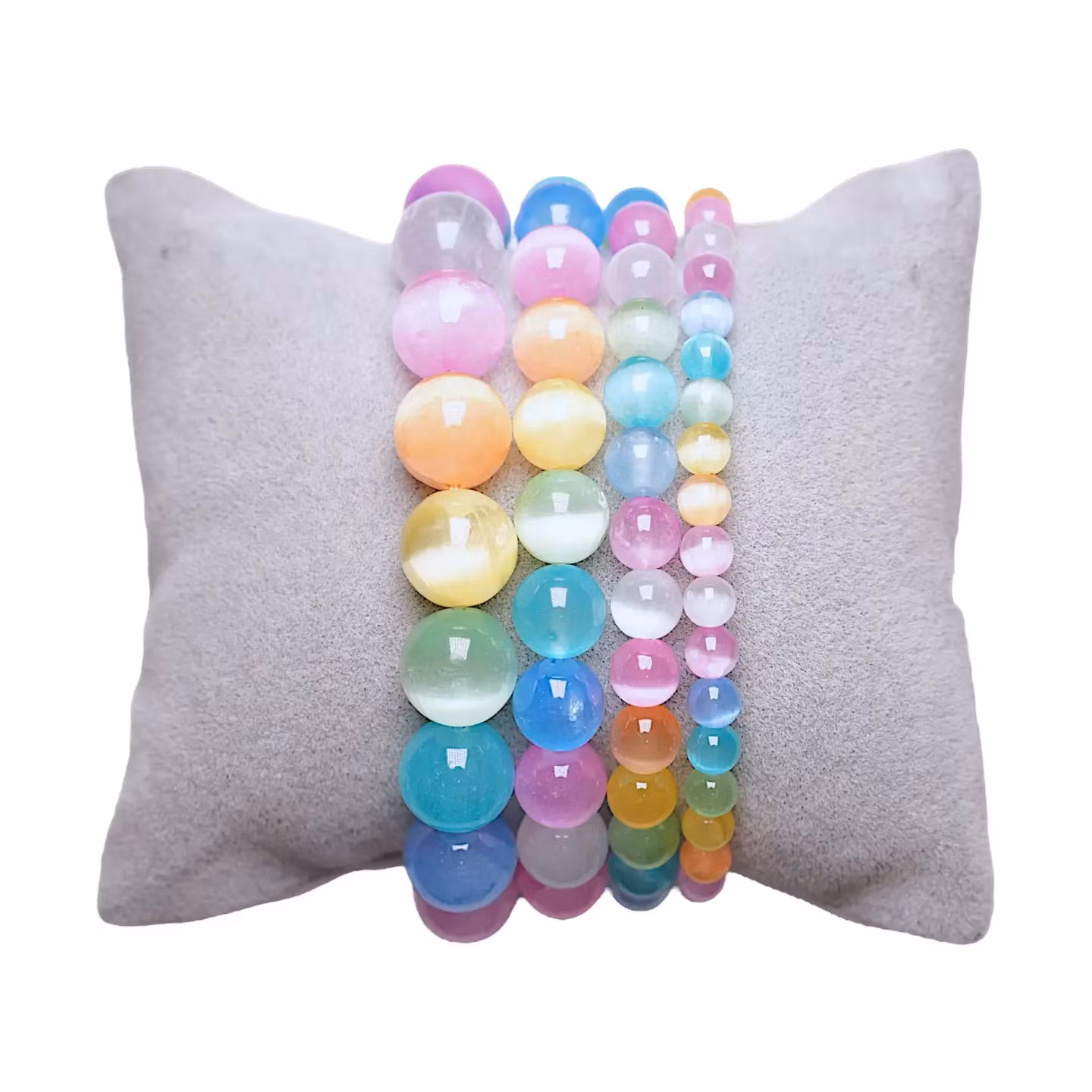 armband i rainbow selenite (värmebehandlad selenit)