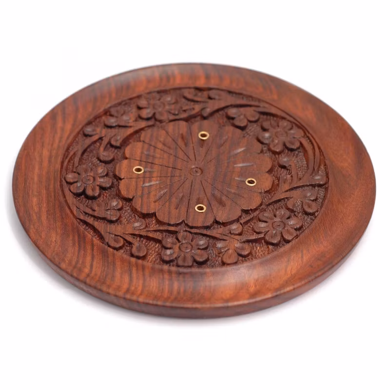 Rökelsehållare - Rund med blommönster