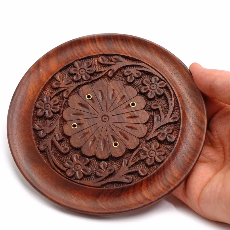 Rökelsehållare - Rund med blommönster