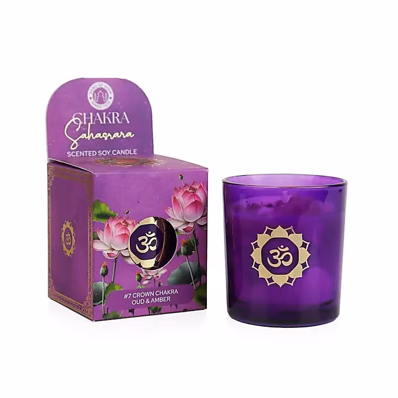 Doftljus, chakra 7, Sahasrara, Oud & Amber - Song of India