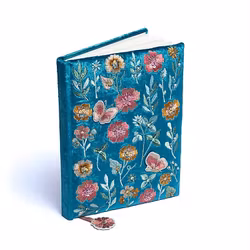 Skrivbok - Turkos med blommor