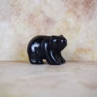 Svart Obsidian Björn, 4 x 2,5 cm