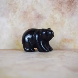 Svart Obsidian Björn, 4 x 2,5 cm