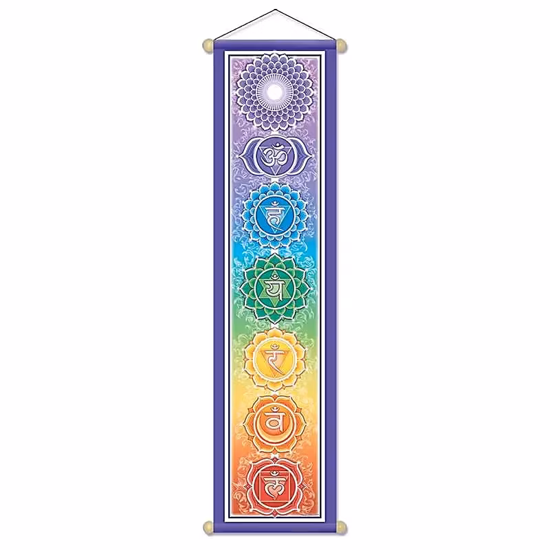 vepa 120 cm med chakrafärger och chakrasymboler