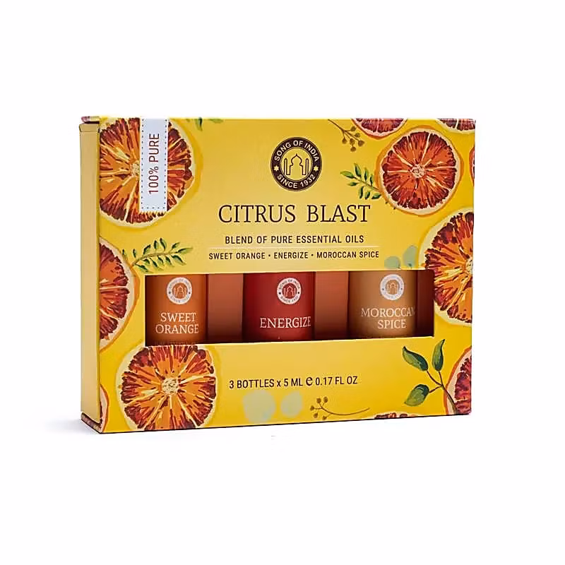 kit med eteriska oljor från song of india, citrus blast - 3 x 5 ml