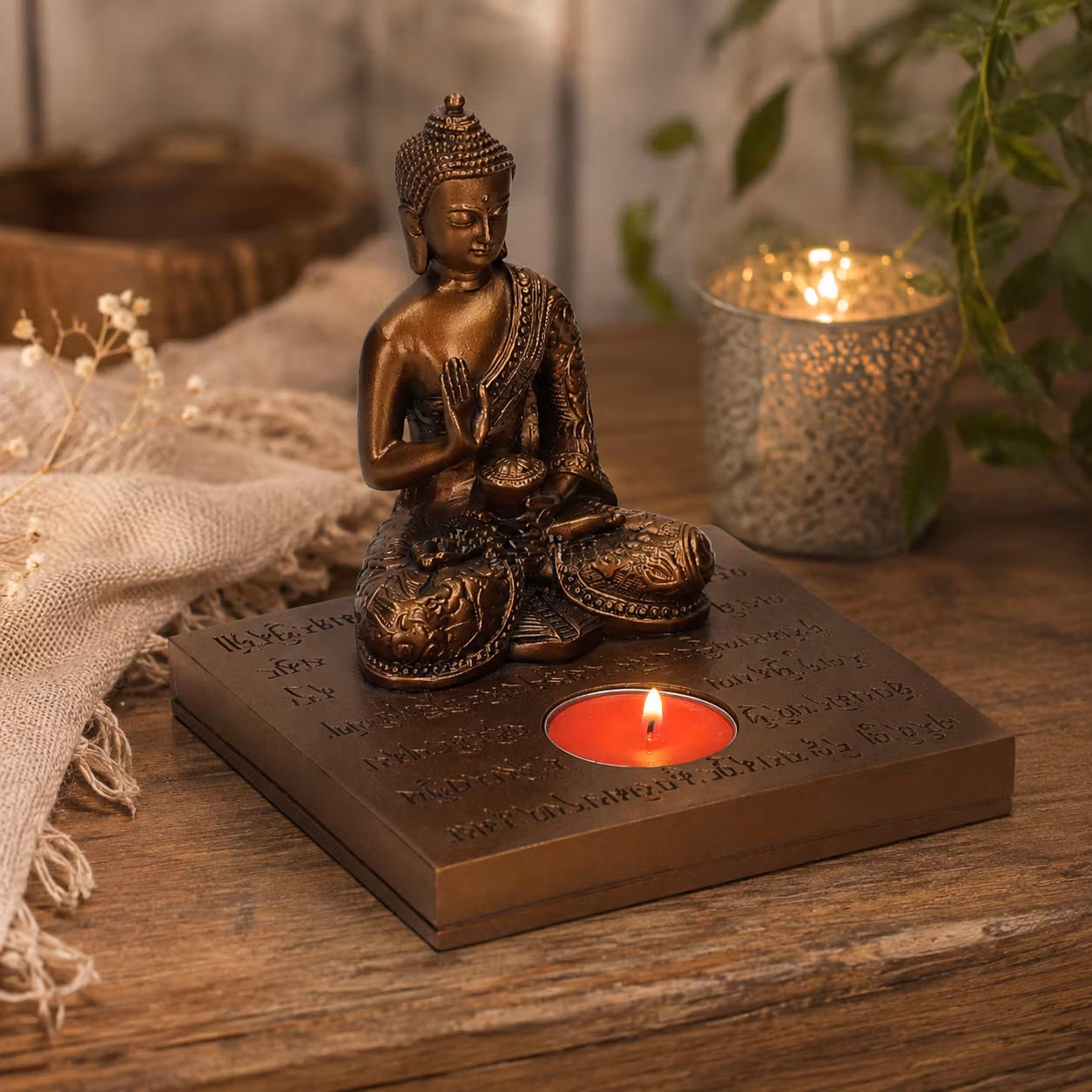 Buddha Ljushållare Bronsfärgad
