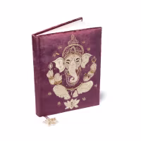Skrivbok - Lila/vinröd med Ganesha